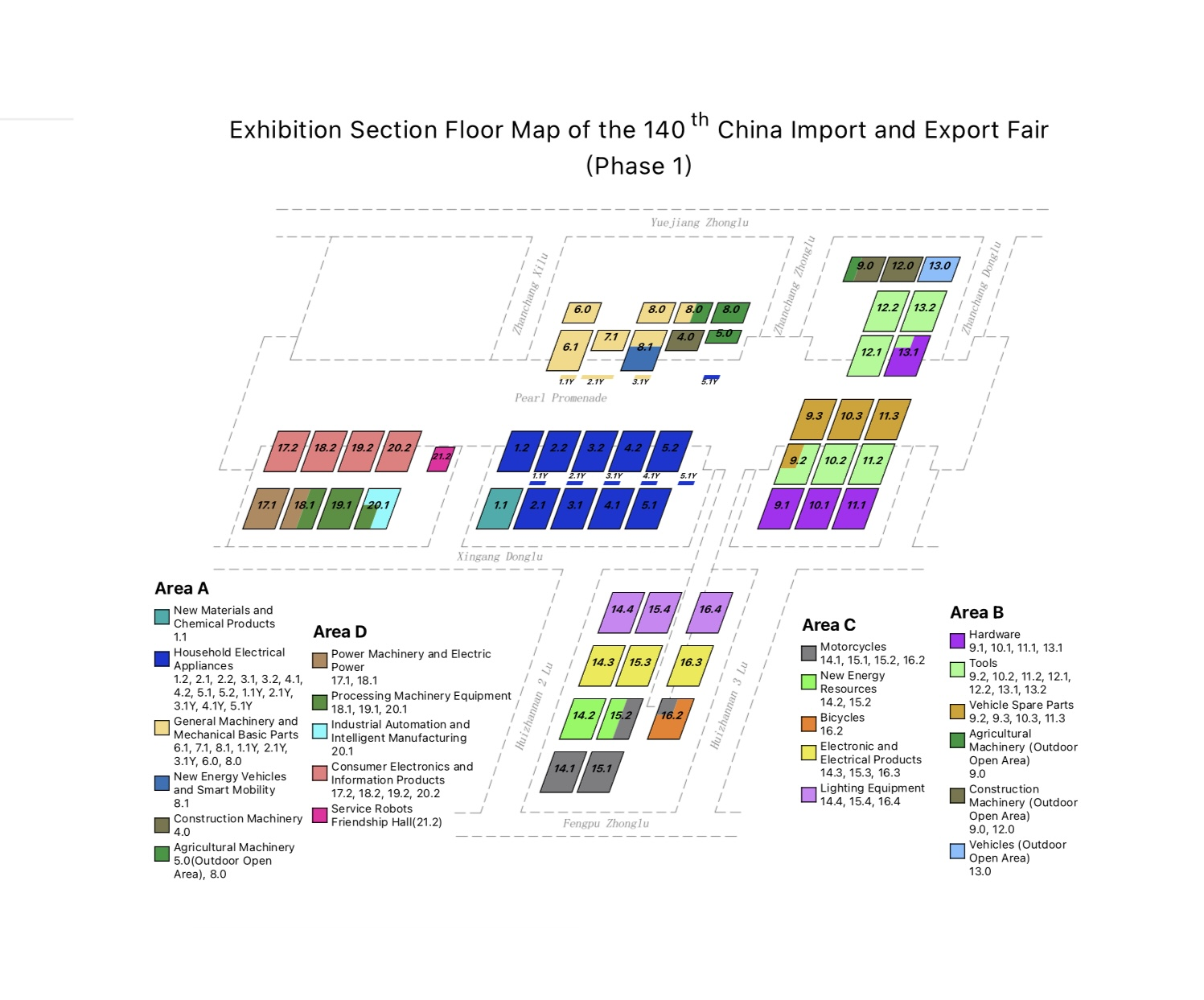 140th Canton Fair Floor Map Phase 1 - Advanced Manufacturing